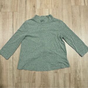 Ro & De Heathered Sage Green Mock Neck Crop Top